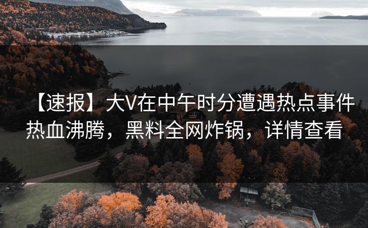【速报】大V在中午时分遭遇热点事件热血沸腾，黑料全网炸锅，详情查看