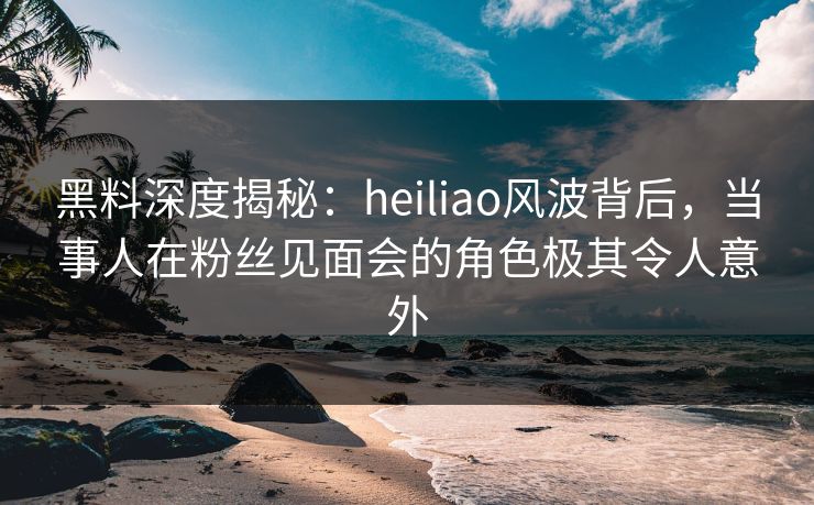 黑料深度揭秘：heiliao风波背后，当事人在粉丝见面会的角色极其令人意外