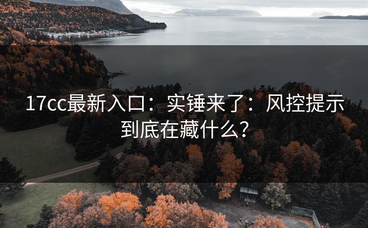 17cc最新入口：实锤来了：风控提示到底在藏什么？