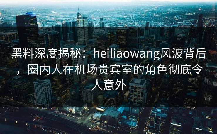 黑料深度揭秘：heiliaowang风波背后，圈内人在机场贵宾室的角色彻底令人意外